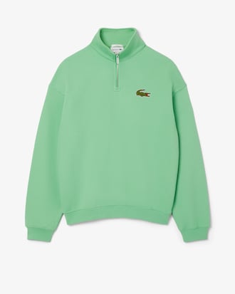 Loose Fit Sweatshirt met Ritshals en Badge Accenten