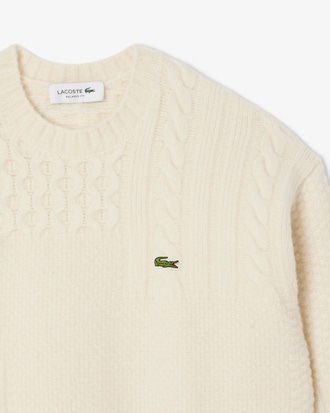 Relaxed Fit Wollen Sweater met Patchwork Effect