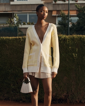 Tennisbaan Jacquard Lange Cardigan