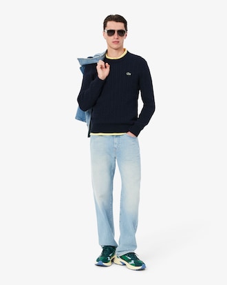 Sweater, Gebreid katoen met kabelpatroon