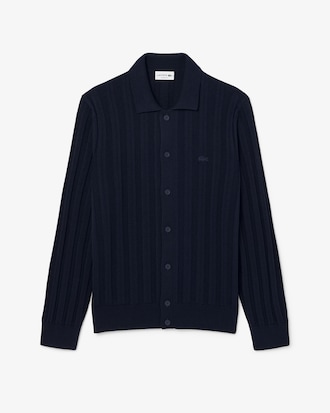 Cardigan met Polokraag van Vloeiende Geribbelde Stof