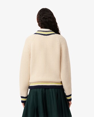 Oversized Wollen Tennissweater met V-hals