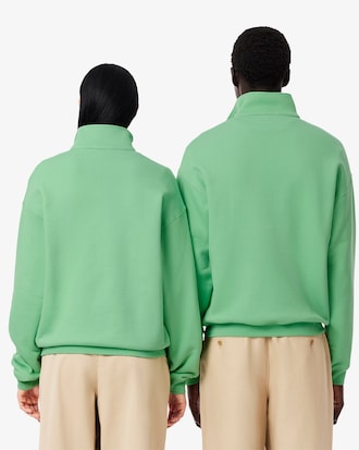 Loose Fit Sweatshirt met Ritshals en Badge Accenten