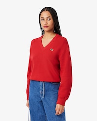 Katoenen Sweater met Mossteek en V-hals