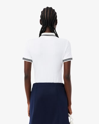 Slim Fit Frans Vervaardigd Geribbeld Polohemd