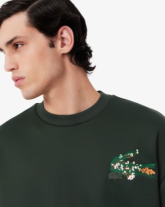 Runway Bloemenkrokodil Satijnen Sweatshirt