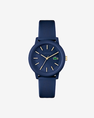 Lacoste.12.12-horloge dames met blauwe siliconen band