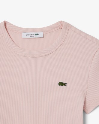 Slim Fit Geribbelde Katoenen T-shirt