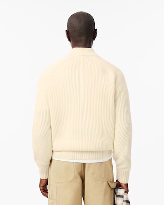 Sweater van Gekaarde Wol met Hoge Hals en Rits