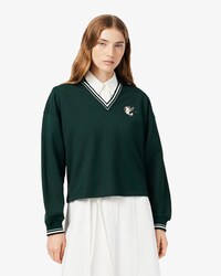 Oversized Sweatshirt met Polokraag en Geborduurde Accenten