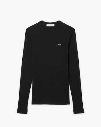Slim Fit Geribbelde Katoenen T-shirt