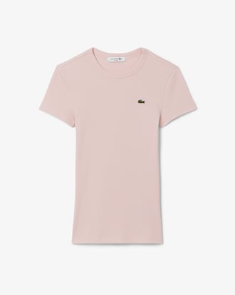 Slim Fit Geribbelde Katoenen T-shirt