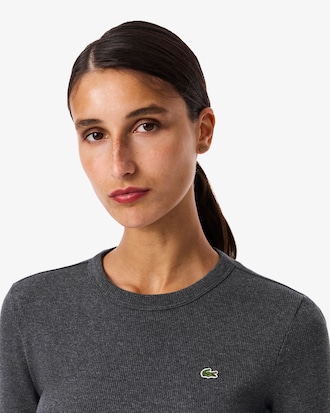 Slim Fit Geribbelde Katoenen T-shirt