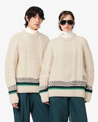 Runway Getextureerde Wollen Sweater met Borduursel