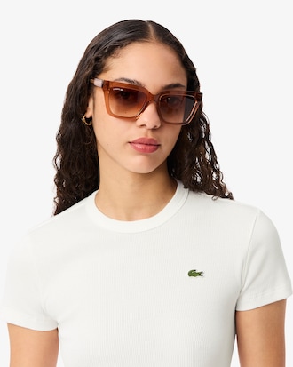 Slim Fit Geribbelde Katoenen T-shirt