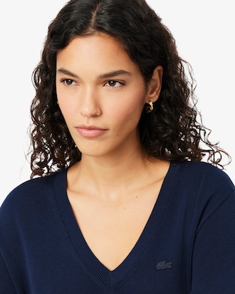 Naadloze Gebreide Sweater met V-hals