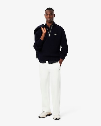 Sweater van Gekaarde Wol met Hoge Hals en Rits