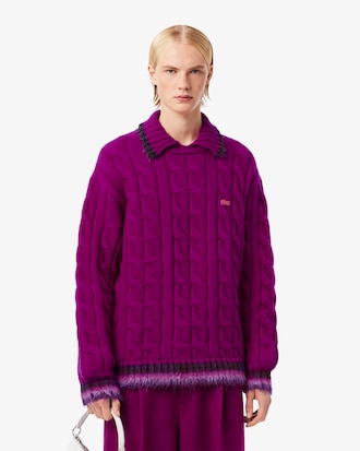 Runway Wollen Gebreide Kabelsweater met Polokraag