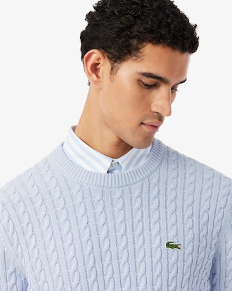 Sweater, Gebreid katoen met kabelpatroon