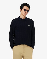 Gekaard Wollen Gebreide Crewneck Kabelsweater