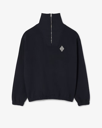 Loose Fit Piqu&eacute; Sweatshirt met Ritshals