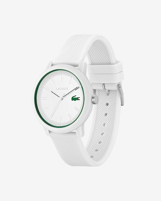 Lacoste.12.12-horloge heren met witte siliconen band