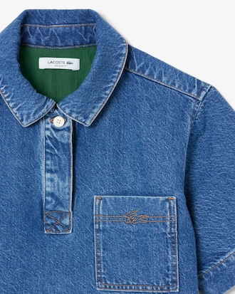 Oversized Katoenen Denim Jurk