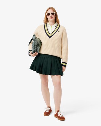 Oversized Wollen Tennissweater met V-hals