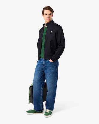 Stretch Piqu&eacute; T-shirt met Gestreepte Kraag