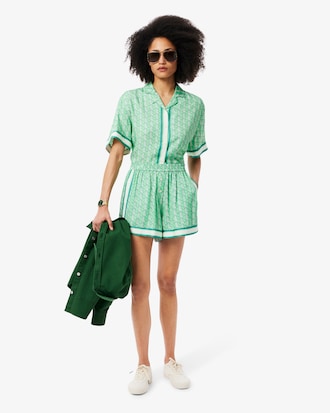 Vloeiende Short met Monogramprint