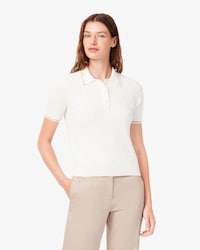 Gestreepte Gebreide Kabelsweater met Polokraag