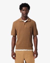 Classic Fit Kabelgebreide Katoenen Polohemd