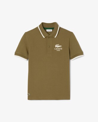 Petit Piqu&eacute; Polo met Gestreepte Kraag