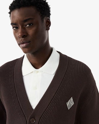 Relaxed Fit Geribbelde Katoenen Cardigan