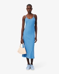 Geribbelde Katoenen Strappy Maxi Jurk