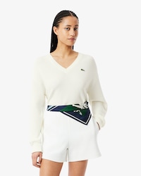 Katoenen Sweater met Mossteek en V-hals