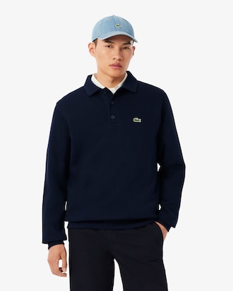 Geribbelde Katoenen Sweatshirt met Polokraag