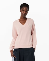 Katoenen Sweater met Mossteek en V-hals