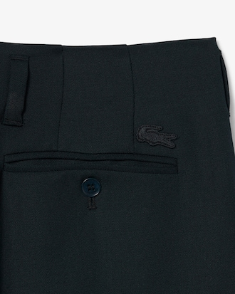 Runway Nauw aansluitende Wollen Broek met Brede Pasvorm