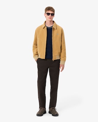 Stretch Piqué T-shirt met Gestreepte Kraag