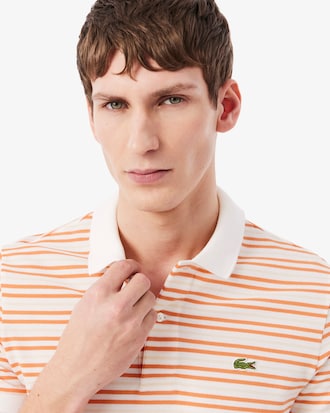 Classic Fit Gestreept Petit Piqu&eacute; Polohemd