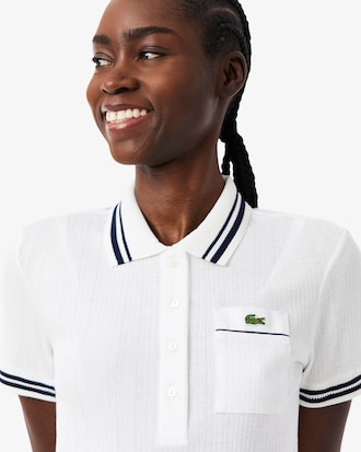 Slim Fit Frans Vervaardigd Geribbeld Polohemd