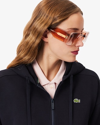 Piqu&eacute; Hoodie met Rits