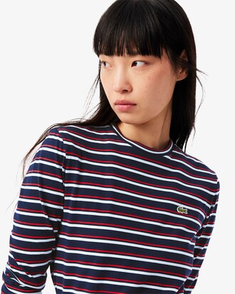 Langmouwig Gestreept Katoenen T-shirt