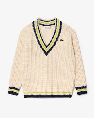 Oversized Wollen Tennissweater met V-hals