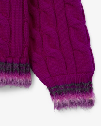 Runway Wollen Gebreide Kabelsweater met Polokraag