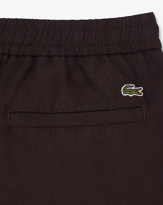 Regular Fit Keperstofshort van Gemengd Linnen