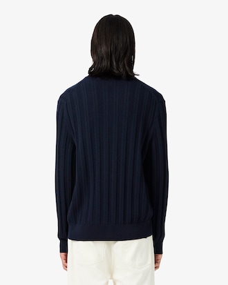 Cardigan met Polokraag van Vloeiende Geribbelde Stof
