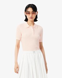 Gestreepte Gebreide Kabelsweater met Polokraag