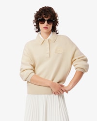 Wollen Sweater met Polokraag en Badge Accenten